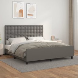 Cadru de pat cu tablie, gri, 160x200 cm, piele ecologica GartenMobel Dekor