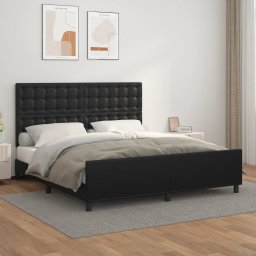 Cadru de pat cu tablie, negru, 180x200 cm, piele ecologica GartenMobel Dekor