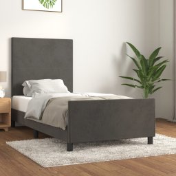 Cadru de pat fara saltea, gri închis, 90x200 cm, catifea GartenMobel Dekor