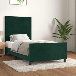 Cadru de pat fara saltea, verde închis, 90x200 cm, catifea GartenMobel Dekor