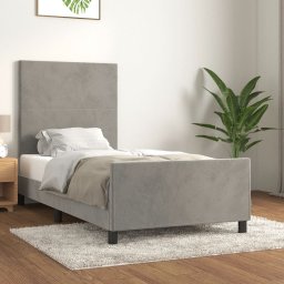 Cadru de pat fara saltea, gri deschis, 100x200 cm, catifea GartenMobel Dekor