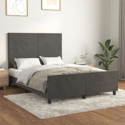 Cadru de pat fara saltea, gri închis, 140x190 cm, catifea GartenMobel Dekor
