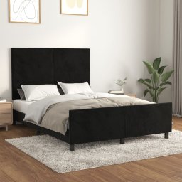 Cadru de pat fara saltea, negru, 140x190 cm, catifea GartenMobel Dekor