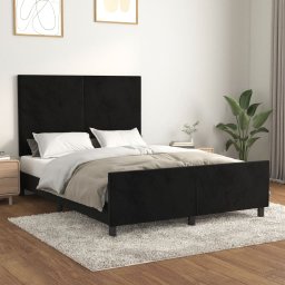 Cadru de pat fara saltea, negru, 140x200 cm, catifea GartenMobel Dekor