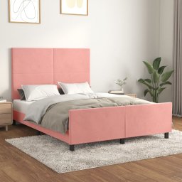 Cadru de pat cu tablie, roz, 140x200 cm, catifea GartenMobel Dekor