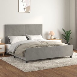 Cadru de pat fara saltea, gri deschis, 160x200 cm, catifea GartenMobel Dekor