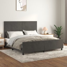 Cadru de pat fara saltea, gri închis, 160x200 cm, catifea GartenMobel Dekor