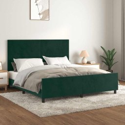 Cadru de pat fara saltea, verde închis, 160x200 cm, catifea GartenMobel Dekor