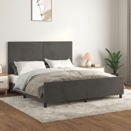Cadru de pat cu tablie, gri închis, 180x200 cm, catifea GartenMobel Dekor