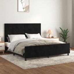 Cadru de pat cu tablie, negru, 180x200 cm, catifea GartenMobel Dekor