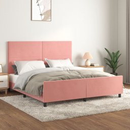 Cadru de pat cu tablie, roz, 180x200 cm, catifea GartenMobel Dekor