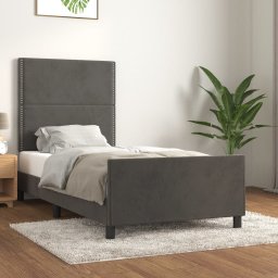 Cadru de pat fara saltea, gri închis, 90x200 cm, catifea GartenMobel Dekor