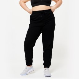 Pantalon de trening din bumbac Regular 500 Fitness Negru Damă