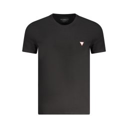 Tricou GUESS JEANS negru cu mânecă scurtă