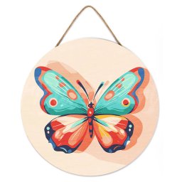 Set pictura pe numere rotunda, pe lemn, Fluture, O30cm