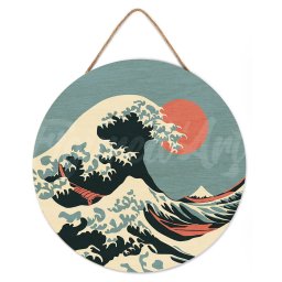 Set pictura pe numere rotunda, pe lemn, Marele val, O30cm