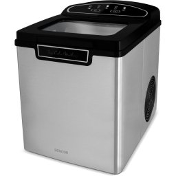 Aparat de facut cuburi de gheata SIM 3500SS capacitate 1.9l 12kg/zi 2 marimi diferite de gheata, LCD Control, argintiu