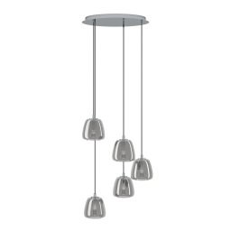 Suspensie living Albarino 39668, D55,5cm, 5xE27, crom, fumuriu