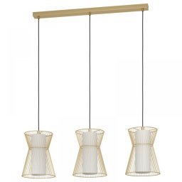 Suspensie Maseta 99636, 3xE27, L:93 cm, metal auriu, sticla alba