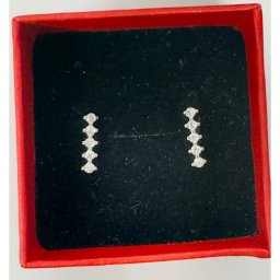 Cercei Dama Argint 925, Jolie, Model Bagheta cu 5 Pietre mici, 1.04 g, Argintiu