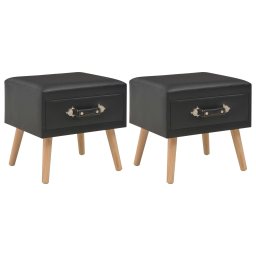 Noptiere, 2 buc., negru, 40 x 35 x 40 cm, piele ecologica GartenMobel Dekor
