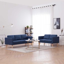 Set de canapele, 2 piese, albastru, material textil GartenMobel Dekor