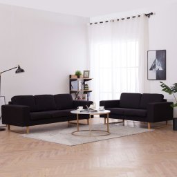 Set de canapele, 2 piese, negru, material textil GartenMobel Dekor