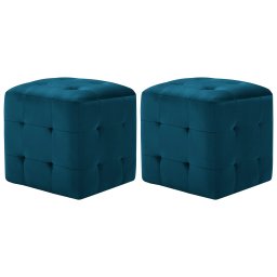 Taburet, 2 buc., albastru, 30 x 30 x 30 cm, tesatura catifea GartenMobel Dekor