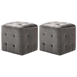 Taburet, 2 buc., gri, 30 x 30 x 30 cm, tesatura din catifea GartenMobel Dekor