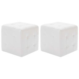 Taburet, 2 buc., alb, 30x30x30 cm, piele ecologica GartenMobel Dekor