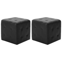 Taburet, 2 buc., negru, 30 x 30 x 30 cm, piele ecologica GartenMobel Dekor