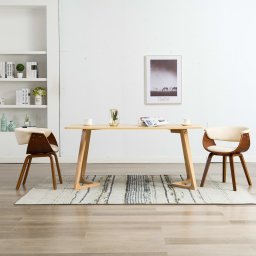 Scaune bucatarie, 2 buc, crem, lemn curbat si piele ecologica GartenMobel Dekor
