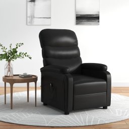 Fotoliu rabatabil electric, negru, piele ecologica GartenMobel Dekor