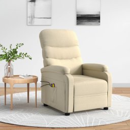 Fotoliu de masaj electric rabatabil, crem, textil GartenMobel Dekor