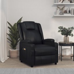 Fotoliu de masaj electric, negru, piele ecologica GartenMobel Dekor