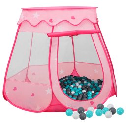 Cort de joaca pentru copii cu 250 bile, roz, 102x102x82 cm GartenMobel Dekor