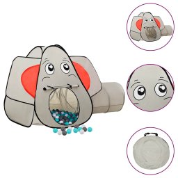 Cort de joaca elefant pentru copii 250 bile, gri, 174x86x101 cm GartenMobel Dekor