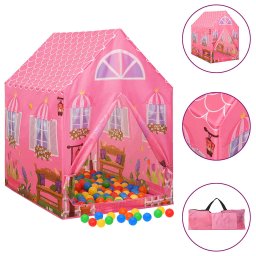 Cort de joaca pentru copii cu 250 bile, roz, 69x94x104 cm GartenMobel Dekor