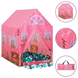 Cort de joaca pentru copii cu 250 bile, roz, 69x94x104 cm GartenMobel Dekor