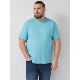 s.Oliver Big Sizes Tricou barbati big sizes, din bumbac, cu decolteu la baza gatului, Turcoaz deschis (SELECTATI MARIMEA: 6XL)