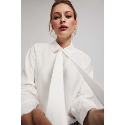 Marisse Shirt With A Tied Neckline And Decorative Pearl Buttons