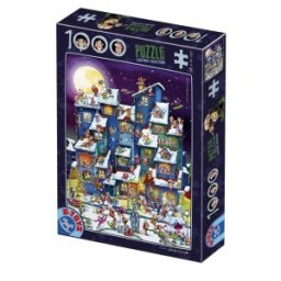 Puzzle 1000 Piese, Cartoon – Petrecerea lui Mos Craciun, D-toys