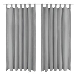 Draperii micro-satin cu bride, 2 buc, 140 x 175 cm, gri GartenMobel Dekor