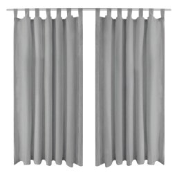 Draperii micro-satin cu bride, 2 buc, 140 x 225 cm, gri GartenMobel Dekor