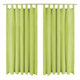 Draperii micro-satin cu bride, 2 buc, 140 x 225 cm, verde GartenMobel Dekor