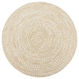 Covor manual, alb si natural, 120 cm, iuta GartenMobel Dekor