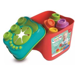 Clemmy: set 2 în 1 cu sortator de forme și cuburi de construit în cutie de depozitare