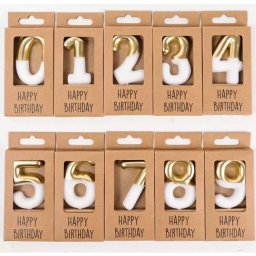 Multe lumânări de aniversare - aurii-albe, 10 cm - 2 bucăți