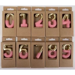 Numeroase lumânări de aniversare - auriu-roz, 10 cm - 1