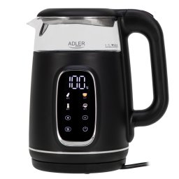 Cana electrica Adler AD 1305 BS, 1850/2200 W, 1,7 L, Control tactil, Afisaj LCD color, 5 setari de temperatura 40-100°C, Filtru anticalcar, Negru/Gri